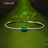 Paraiba Emerald Charm Tennis Bracelet Sterling Silver 925 Zircon Bangles