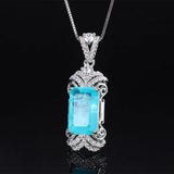 Paraiba Tourmaline Pendant High Necklace for Women Retro Line Jewelry