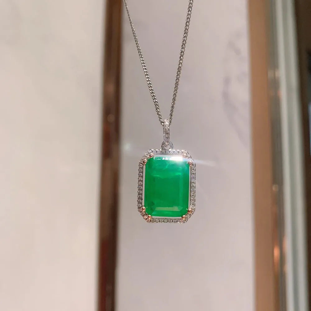 Paraiba Tourmaline Pendant Aquamarine Necklace Lab Diamonds Vintage Jewelry