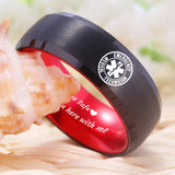 Men's Tungsten Paramedic Ring Red Drop RING