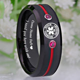 Men's Tungsten Paramedic Ring Red Drop RING