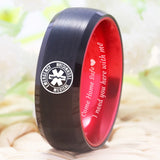 Men's Tungsten Paramedic Ring Red Drop RING