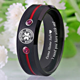Men's Tungsten Paramedic Ring Red Drop RING