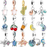Octopus Parrot Chameleon Bubble Tea Pendant Charm 925 Sterling Silver