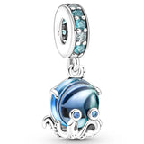 Octopus Parrot Chameleon Bubble Tea Pendant Charm 925 Sterling Silver