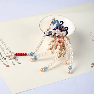 Parrot Style Pearls Beads Hairpins Side Clips Hairgrips Women Hanfu Dress