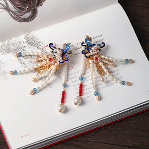 Parrot Style Pearls Beads Hairpins Side Clips Hairgrips Women Hanfu Dress