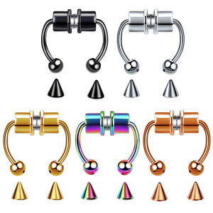 5pairs Alloy False Nose Hoop Magnetic Nose Ring