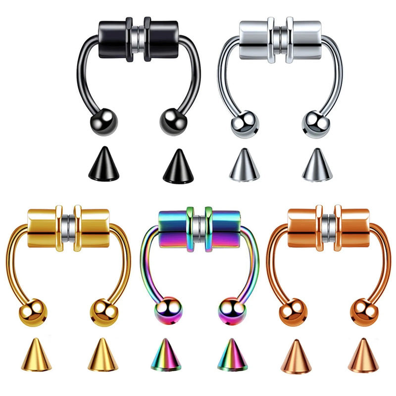 5pairs Magnetic False Nose Hoop Reusable Nose Ring