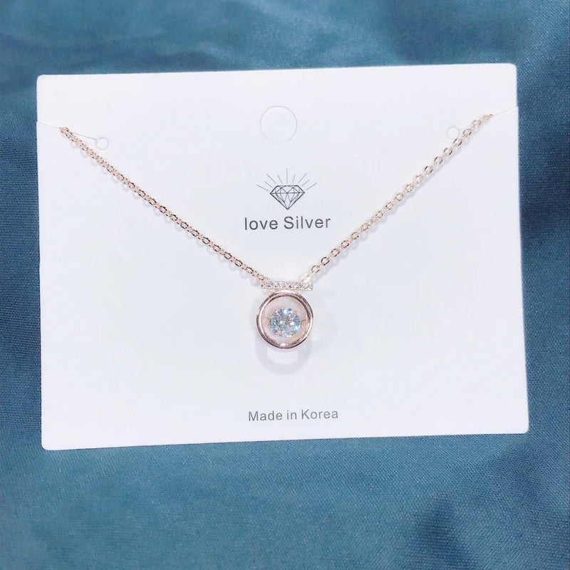 Zircon Rose Pendant Necklace Jewelry For Women Bridesmaid