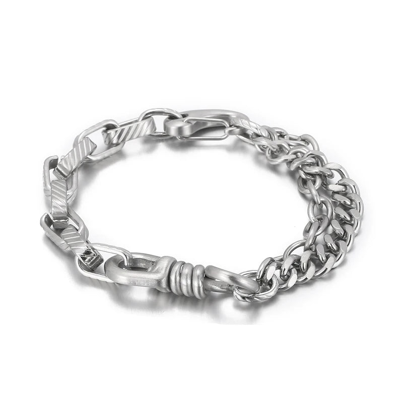 Men's Stainless Steel Double Chain Retro Bracelet