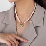 Baroque Pearl Necklace Silver 925 Chain Heart Pendant Necklace