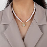 Baroque Pearl Necklace Silver 925 Chain Heart Pendant Necklace
