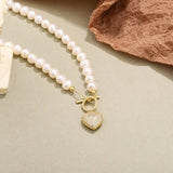 Baroque Pearl Necklace Silver 925 Chain Heart Pendant Necklace