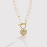 Baroque Pearl Necklace Silver 925 Chain Heart Pendant Necklace