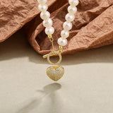 Baroque Pearl Necklace Silver 925 Chain Heart Pendant Necklace