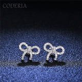Moissanite 925 Silver Stud Earrings for Girls Bow Jewelry