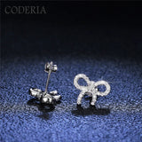 Moissanite 925 Silver Stud Earrings for Girls Bow Jewelry
