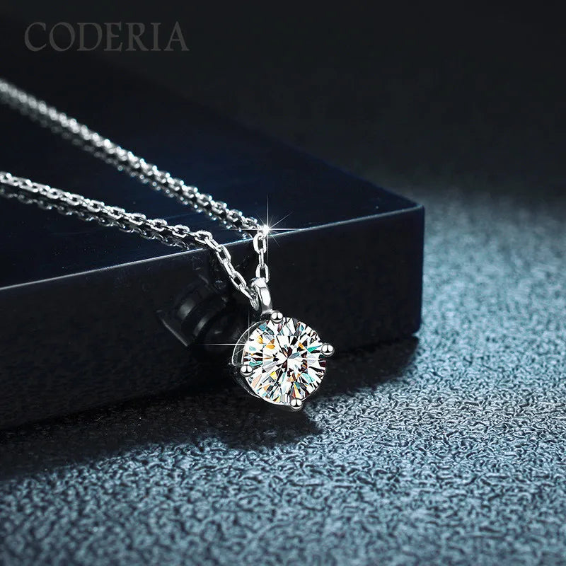 Moissanite Sterling Silver Necklace Sparkling Party Jewelry for Women