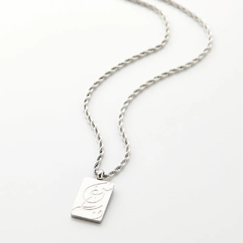 Passion Calligraphy Necklace Stainless Steel Muslim Allah Ayatul Kursi