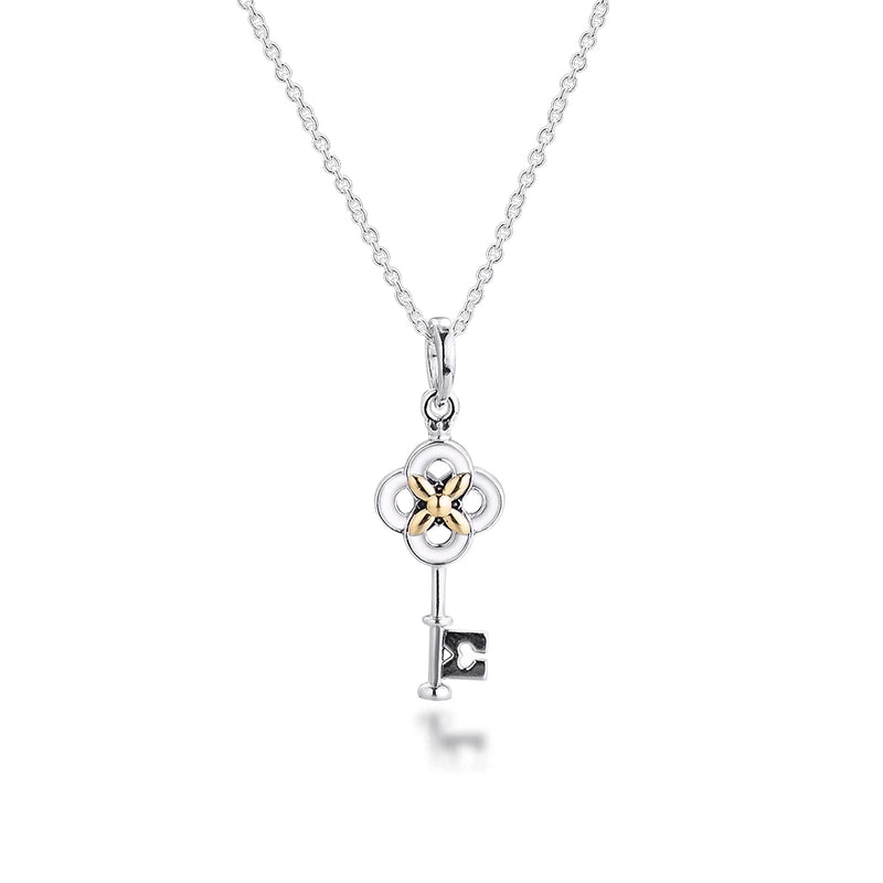 Passions Key Flower Necklace Girl Collier Long Chain S925