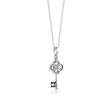 Passions Key Flower Necklace Girl Collier Long Chain S925