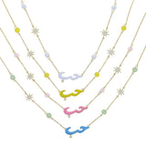 Colorful Love Letter Beads Star Charm Women Necklace