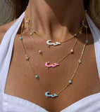 Colorful Love Letter Beads Star Charm Women Necklace