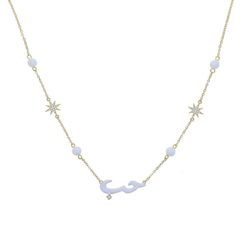 Colorful Love Letter Beads Star Charm Women Necklace