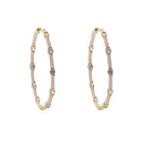 Pastel Neon Enamel Colorful Sparkling CZ 40mm Big Hoop Earring
