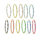 Pastel Neon Enamel Colorful Sparkling CZ 40mm Big Hoop Earring