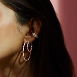 Pastel Neon Enamel Colorful Sparkling CZ 40mm Big Hoop Earring