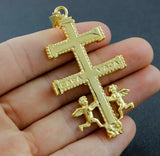Angel Double Cross of Lorraine Men's Pendant
