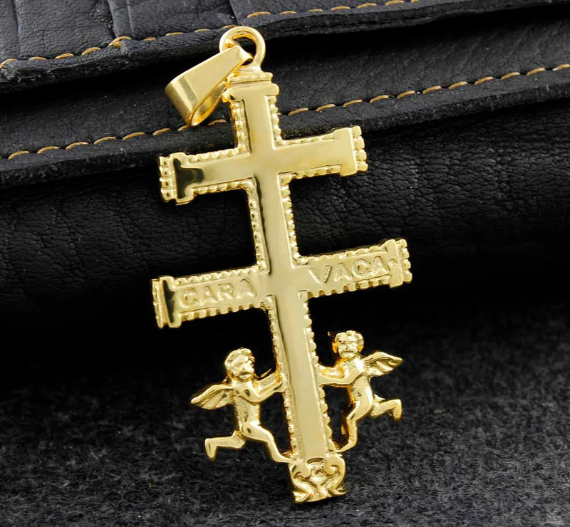 Angel Double Cross of Lorraine Men's Pendant