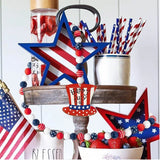 Patriotic Wood Bead Garland 4th Of July Independence Day Decor