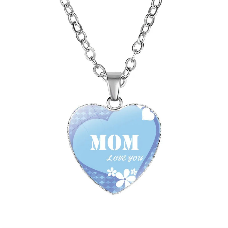 Crystal Heart Shaped MOM Necklace
