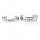 Beauty and the Beast Cuff Bracelet Stainless Steel Silver