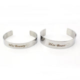 Beauty and the Beast Cuff Bracelet Stainless Steel Silver