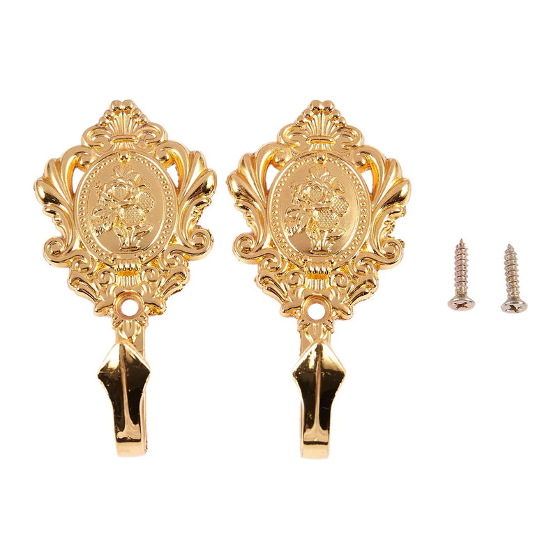 Vintage Alloy Drapery Curtain Holdbacks Tieback Hooks 2Pcs