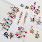 Pauli Manfi Rhinestone Earrings Bohemian Geometric Dangle Accessories