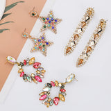 Pauli Manfi Rhinestone Earrings Bohemian Geometric Dangle Accessories