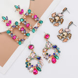 Pauli Manfi Rhinestone Earrings Bohemian Geometric Dangle Accessories
