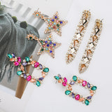 Pauli Manfi Rhinestone Earrings Bohemian Geometric Dangle Accessories