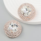 Women Rhinestone Multicolor Earrings Large Stud Earrings