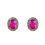 Women Rhinestone Multicolor Earrings Large Stud Earrings