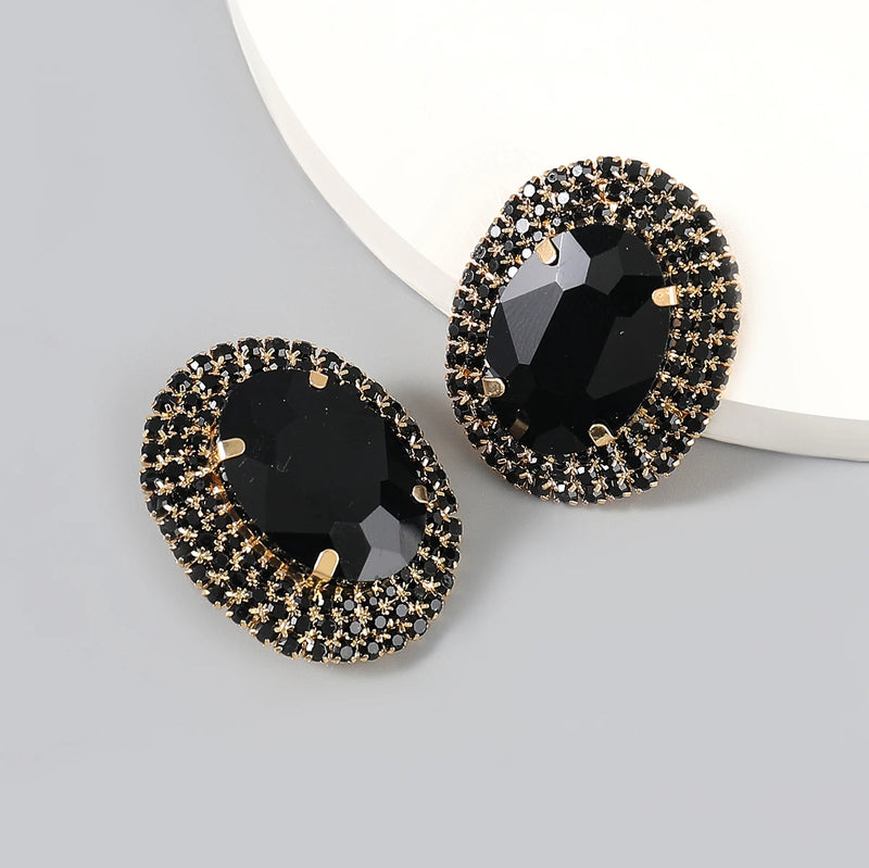 Women Rhinestone Multicolor Earrings Large Stud Earrings