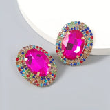 Women Rhinestone Multicolor Earrings Large Stud Earrings