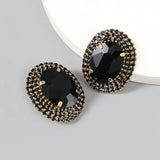 Women Rhinestone Multicolor Earrings Large Stud Earrings