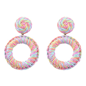 Summer Raffia Round Dangle Earrings Women's Earrings