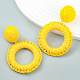 Summer Raffia Round Dangle Earrings Women's Earrings